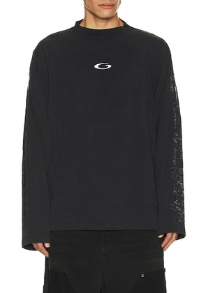 Balenciaga Shifted Og Long Sleeve Tee in Faded Washed Black & White - Black. Size M (also in S, L).