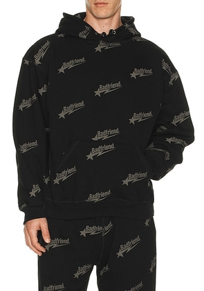 Badfriend Star Hoodie in Black & Charcoal - Black. Size M (also in L, S, XL/1X).