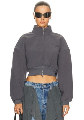 Alexander Wang Cropped Mock Neck Zip Up Jacket in Alloy - Grey. Size M (also in ).
