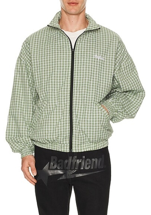 Badfriend Gingham Plaid Full Zip Jacket in Check Green - Green. Size XL/1X (also in M).
