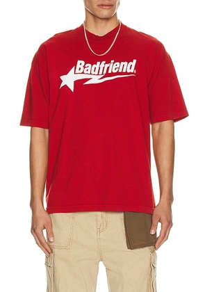 Badfriend Star Logo Tee in Red - Red. Size M (also in L, S, XL/1X).