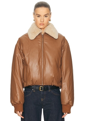 AEXAE Leather Bomber Jacket in Chestnut Brown - Brown. Size XS (also in S, M).