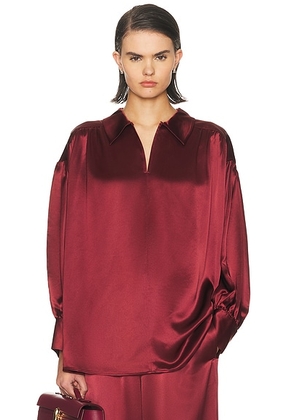 By Malene Birger Leonora Satin Blouse in Cabernet - Burgundy. Size 36 (also in 34, 38, 40, 42).