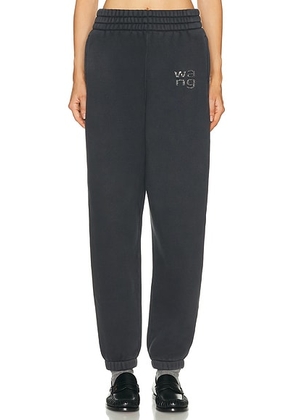 Alexander Wang Hotfix Logo Sweatpant in Washed Black - Black. Size M (also in XS, S, L).