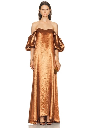 CAROLINE CONSTAS Palmer Gown in Tortoise Shell - Metallic Bronze. Size S (also in XS).