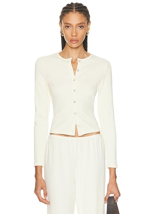 DONNI. The Rib Cardigan in Creme - Cream. Size M (also in ).