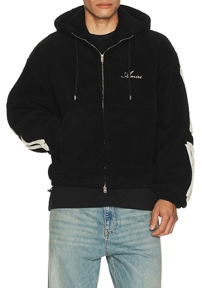 Amiri Bones Fleece Zip Hoodie in Black - Black. Size L (also in M, S).