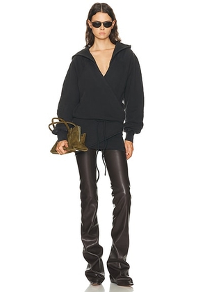 THE ATTICO Hoodie Mini Dress in Faded Black - Black. Size 36 (also in 42).