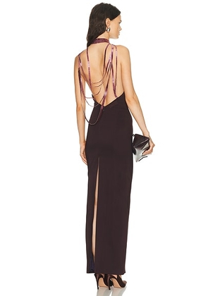 THE ATTICO Chain Gown in Dark Grapes - Burgundy. Size 44 (also in 38).