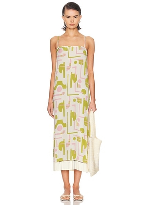 ADRIANA DEGREAS Fringe Midi Dress in Unique - White. Size S (also in L).