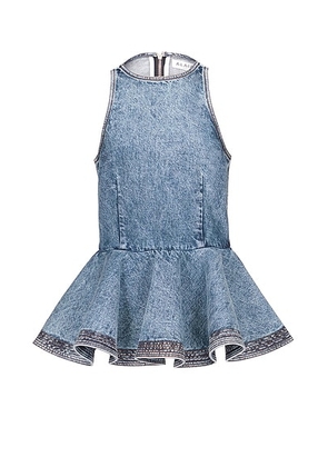 ALAÃA ALAÎªA Peplum Top in Bleu Neige - Blue. Size 38 (also in 34, 36, 40).