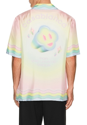 Casablanca For The Love Of Dance Cuban Collar Shirt in For The Love Of Dance - Blush. Size M (also in S, L, XL/1X, XXL/2X).