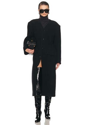 Alexander Wang Collarless Elasticated Waist Coat in Black & Charcoal - Black. Size M (also in XS, S, L).