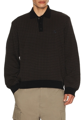 Carhartt WIP Long Sleeve Lowis Polo in Lowis Houndstooth, Vitola Heather in Lowis Houndstooth & Vitola Heather - Black. Size S (also in XL/1X).