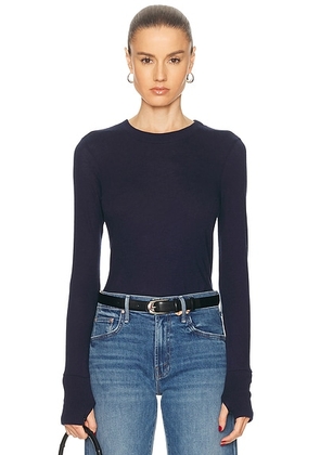 Enza Costa Cashmere Easy Cuffed Crewneck Top in Midnight Blue - Navy. Size S (also in XS).