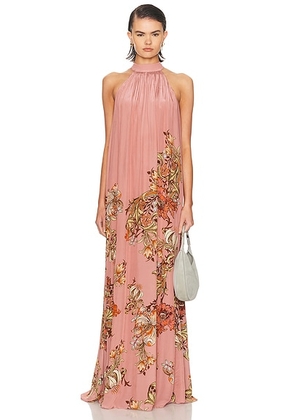 HEMANT AND NANDITA Back Tie Maxi Dress in Dusty Pink - Pink. Size S (also in XS, L).
