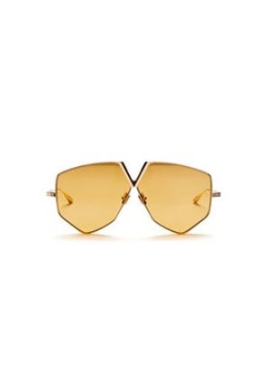 Valentino V - HEXAGON Amber Anti Reflective Irregular Unisex Sunglasses VLS-115 D 64