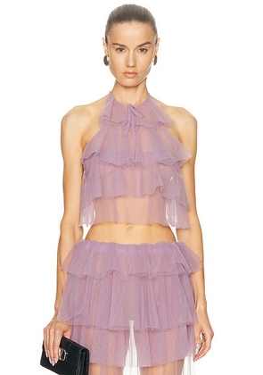 AKNVAS Bodil Ruffle Top in Lavender - Lavender. Size M (also in S, L).