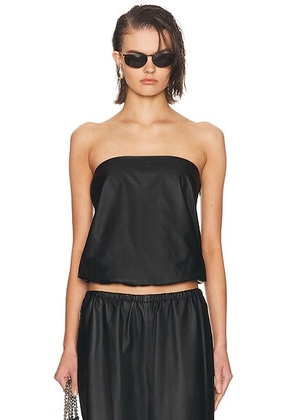 Alexander Wang Strapless Leather Bubble Top in Black - Black. Size 2 (also in 0, 6).