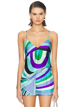 Emilio Pucci Camisole Top in Verde & Lilla - Teal,Purple. Size 40 (also in 42).