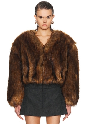Alexander Wang Faux Fur Cropped Jacket in Chesnut in Chestnut - Brown. Size S (also in XS).