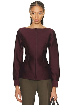 Adam Lippes Souline Top in Aubergine - Burgundy. Size 2 (also in 0, 4, 6).