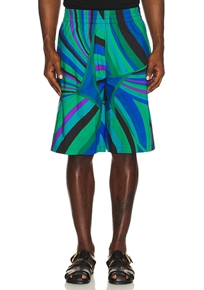 Emilio Pucci Cotton Popeline Shorts in Smeraldo - Blue. Size M (also in S, L, XL/1X).