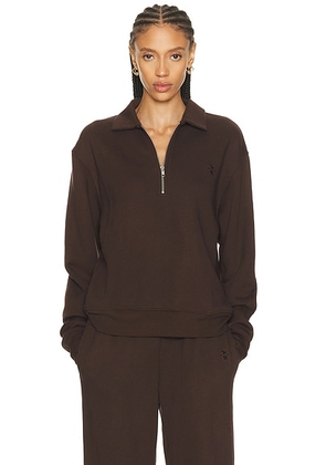 Eterne Zip-up Polo Sweatshirt in Espresso - Brown. Size M (also in L, S, XL, XS).