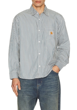 Carhartt WIP Daldry Shirt in Daldry Stripe Office Blue Wax - Blue. Size M (also in S, L, XL/1X).