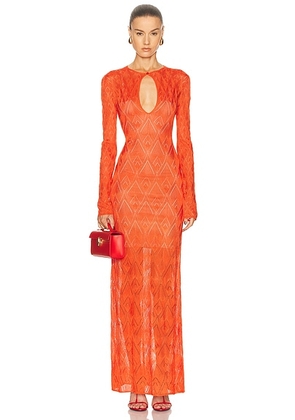 Blumarine Long Sleeve Dress in Orange Flame - Orange. Size M (also in S, L).