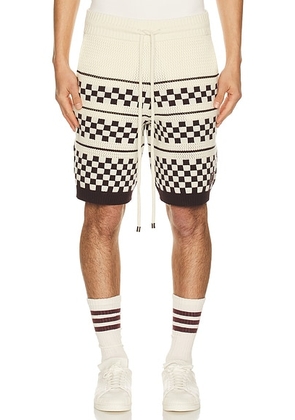 Amiri Checkered Mesh Short in Alabaster - Ivory. Size M (also in L, S, XL/1X).