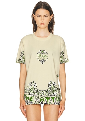 THE ATTICO Graphic Tee in Multi Color - Beige,Green. Size 38 (also in 36, 40, 42, 44).