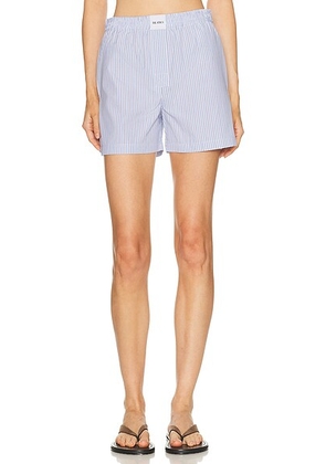THE ATTICO Striped Boxer Short in Light Blue & White - Baby Blue. Size 38 (also in 36, 40, 42, 44).