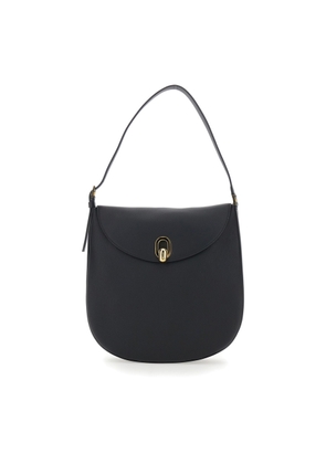 Savette Tondo Black Shoulder Bag With Adjustable Shoulder Strap And Logo Plaque On The Front In Leather Woman