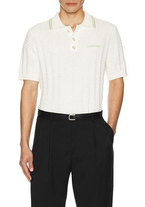 Casablanca Tennis Boucle Polo Shirt in white - White. Size M (also in L, S, XL/1X, XXL/2X).
