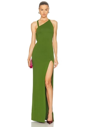 THE ATTICO Long Belted Dress in Green - Green. Size 38 (also in 36, 42).