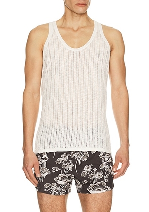 Commas Pointelle Knit Tank in Off White - White. Size M (also in S).