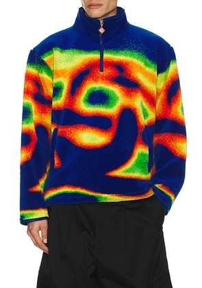 Casablanca 1/4 Zip Fleece Jacket in Heatmap - Blue,Green. Size M (also in S).