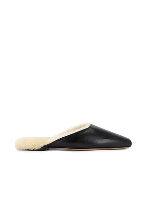Emme Parsons Flat Mule in Black Nappa & Shearling - Black. Size 37 (also in 35, 39).