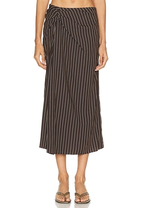 A.L.C. Jean Skirt in Ganache Stripe - Brown. Size 2 (also in 0, 4, 6, 8).
