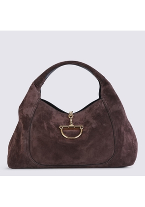 Gucci Chocolate Suede Softbit Tote Bag