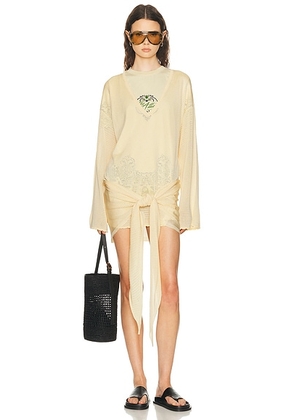 THE ATTICO Wrap Dress in Ivory - Yellow. Size 38 (also in 36, 40, 42).