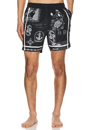 Agua Bendita Fredie Swim Trunks in Dark Navy & White - Black. Size 32 (also in 30, 34, 36, 38).