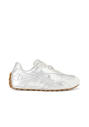 Bottega Veneta Orbit Sneaker in Silver & Optical - Metallic Silver. Size 36 (also in 37, 38, 39, 41, 42).