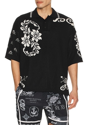 Agua Bendita Cobana Shirt in Dark Navy & White - Black. Size S (also in M, L).