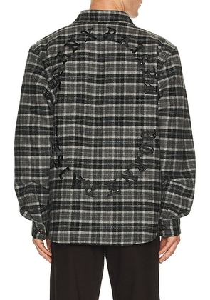 Born x Raised Embroidered Flannel Shirt Jacket in Black - Black. Size M (also in S, L).