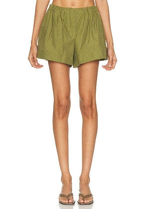 Brandon Maxwell Lennon Cropped Short in Olive - Olive. Size 2 (also in 4, 6).