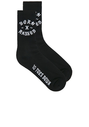 Born x Raised 10 Toes Down Rocker Socks in Black - Black. Size all.