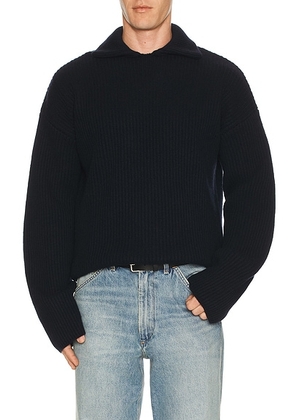 A.P.C. Pull Long Sleeve Polo in Dark Navy - Navy. Size S (also in L, XL/1X).