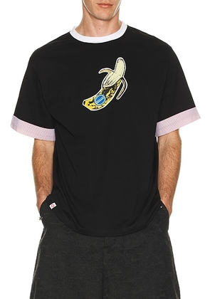 Charles Jeffrey LOVERBOY Turn Up Tee in Black & Yellow Banana - Black. Size M (also in S, L, XL/1X).